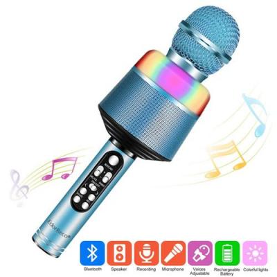  Microphone de karaok&eacute; sans fil bluetooth pour iphone, android, micro portable pour home, party - bleu 