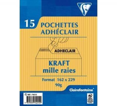 CLAIREFONTAINE  74215C - Paquet de 15 Pochettes Kraft Milleraies Brun C5-162x229 mm - Auto-Adh&eacute;sives - 90g/m&sup2;