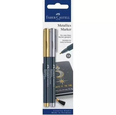 FABER CASTELL Faber-Castell 160796 - Lot de marqueurs m&eacute;talliques Dor&eacute;/argent&eacute;