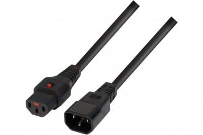 IEC Rallonge d alimentation c14 / c13 &agrave; verrouillage noire - 0,5 m