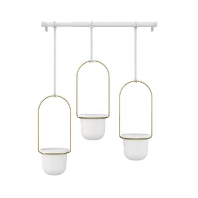 UMBRA  - Triflora Pot de fleurs triple, blanc / laiton