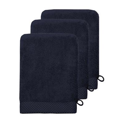 SENSEI MAISON 3 gants de toilette 560 g/m&sup2; bleu nuit 16x22 cm
