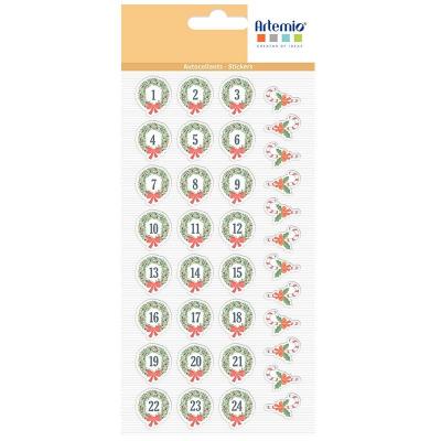 ARTEMIO Stickers Puffies - Chiffres sur Couronnes - 36 pi&egrave;ces