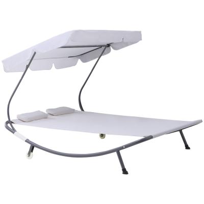 OUTSUNNY Bain de soleil 2 places design contemporain cr&egrave;me