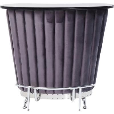 Bar velours gris et acier chrom&eacute;