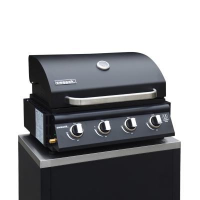 SWEEEK Barbecue &agrave; gaz avec 4 br&ucirc;leurs &agrave; poser avec r&eacute;cup&eacute;rateur de graisse