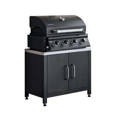 SWEEEK Barbecue gaz 4 br&ucirc;leurs +meuble cuisine ext&eacute;rieure