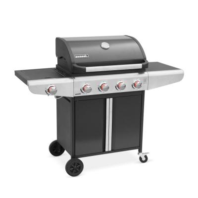 ALICE S GARDEN Barbecue gaz bazin 4 anthracite 4 br&ucirc;leur 1 feu lat&eacute;ral