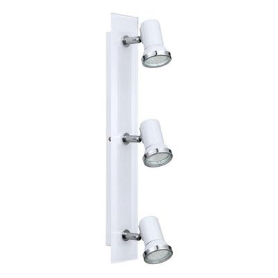EGLO Barre 3 spots orientables de salle de bain acier & verre L46cm