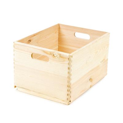 COMPACTOR Bo&icirc;te de rangement en bois naturel 2 poign&eacute;es 40x30cm