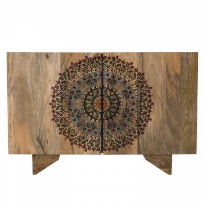 IRENE - Buffet bois Manguier 83x45cm 2 portes 2 &eacute;tag&egrave;res Colombo