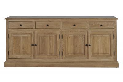 Buffet bas 4 portes 4 tiroirs en ch&ecirc;ne massif naturel - VICTORIA