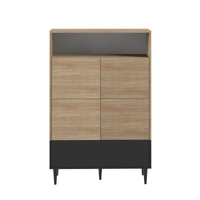 Temahome - Buffet haut horizon noir et ch&ecirc;ne naturel - ch&ecirc;ne naturel