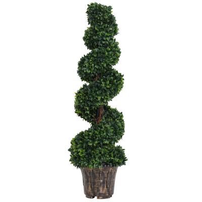 OUTSUNNY Buis artificiel topiaire forme de spirale dim. &Oslash; 32 x 120H cm