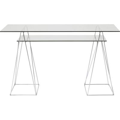 Bureau en verre polar 135x65cm chrom&eacute; kare design