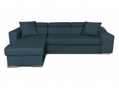 USINESTREET Canap&eacute; d'angle convertible bleu p&eacute;trole avec niche de rangement droite