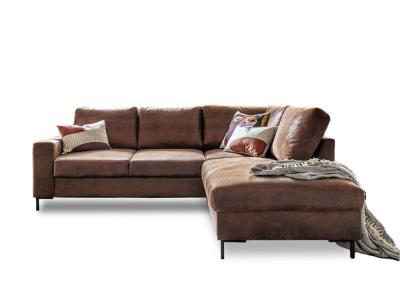 BESTMOBILIER  Canap&eacute; d'angle droit convertible 5 places LILLY - Microfibre Marron