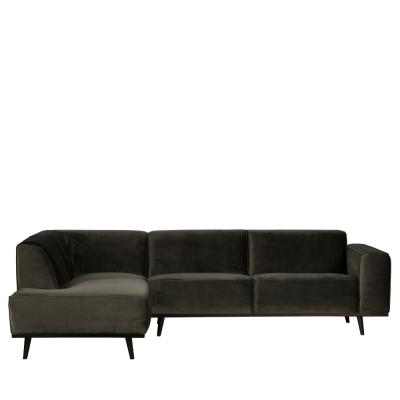 BEPUREHOME Canap&eacute; d'angle Statement gris profond (velours) - 