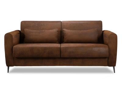 LISA DESIGN  Canap&eacute; droit convertible 3 places ALLAN - Microfibre Marron
