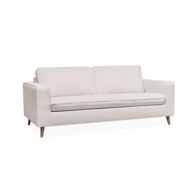 SWEEEK Canap&eacute; lit 3 places matelas 12cm en polyester et nylon ivoire