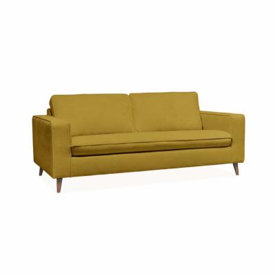SWEEEK Canap&eacute; lit 3 places matelas 12cm en polyester et nylon moutarde