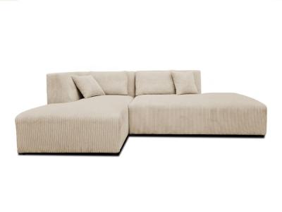 LISA DESIGN Canap&eacute; d'angle gauche modulable 4 places Velours c&ocirc;tel&eacute; Beige