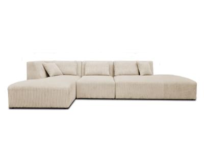 LISA DESIGN Canap&eacute; d'angle gauche 5 places Velours c&ocirc;tel&eacute; Beige