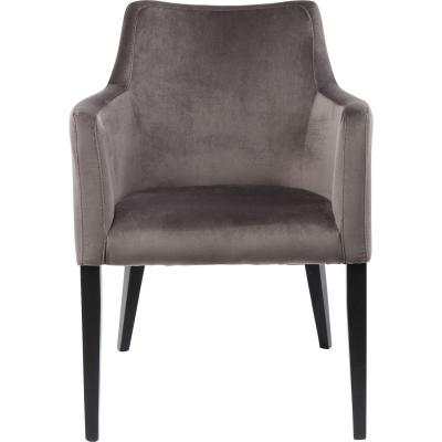 Chaise avec accoudoirs Mode pieds noirs velours grise Kare Design