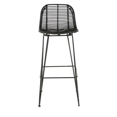 Tabouret De Bar Ethnique En Kubu et M&eacute;tal Noir YUNDI