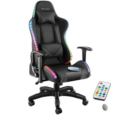 TECTAKE Chaise de gaming forme ergonomique avec dossier r&eacute;glable noir/noir