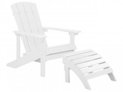 BELIANI  Fauteuil bas de jardin blanc avec repose-pied ADIRONDACK