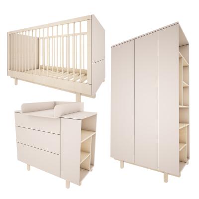 WOOD LUCK Chambre b&eacute;b&eacute; : Trio - lit &eacute;volutif 70x140 commode armoire beige