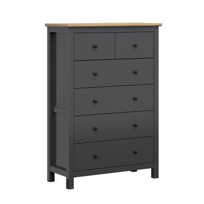 Commode 6 tiroirs Duck Gris anthracite et Bois