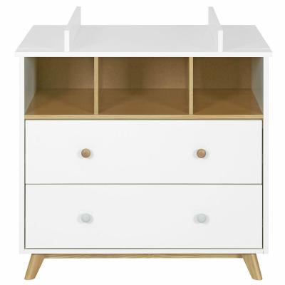 ID KIDS Akiten Retail Commode &agrave; Langer b&eacute;b&eacute; Kombu Blanc et Bois