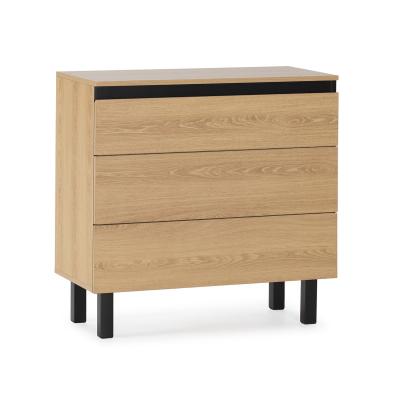 Commode de nuit Molina 3 tiroirs couleur ch&ecirc;ne