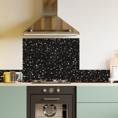 99DECO Cr&eacute;dence cuisine Fond de hotte ALU L90cmxH70cm Multicolore Pierre