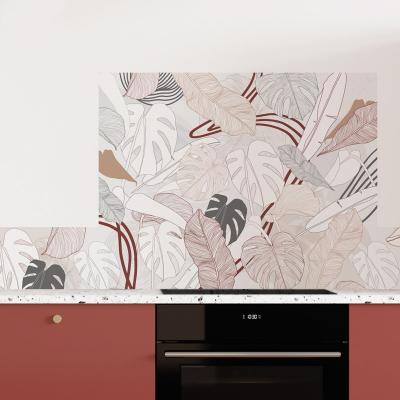 99DECO Cr&eacute;dence cuisine Fond de hotte ALU L90cmxH70cm Marron V&eacute;g&eacute;tal