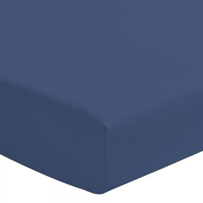 HOME LINGE PASSION Drap housse color&eacute; 100% coton - Bonnet 25cm - Bleu - 90x190 cm