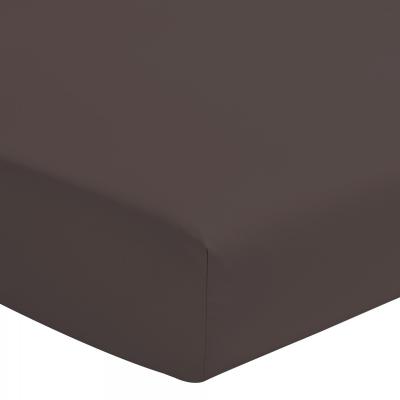 HOME LINGE PASSION Drap housse color&eacute; 100% coton - Bonnet 25cm - Chocolat - 90x190 cm