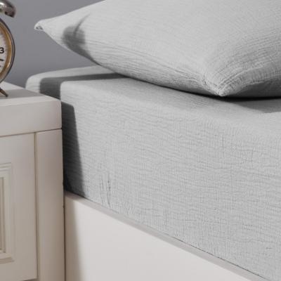 SENSEI MAISON Drap-housse en gaze de coton bonnet 30 cm Gris Perle 160x200 cm