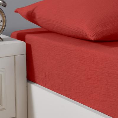 SENSEI MAISON Drap-housse en gaze de coton bonnet 30 cm Terracota 160x200 cm