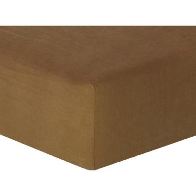 FEBRONIE Drap housse lin lav&eacute; bronze 140x190x30