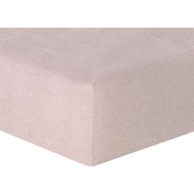 FEBRONIE Drap housse lin lav&eacute; vieux rose 140x190x30