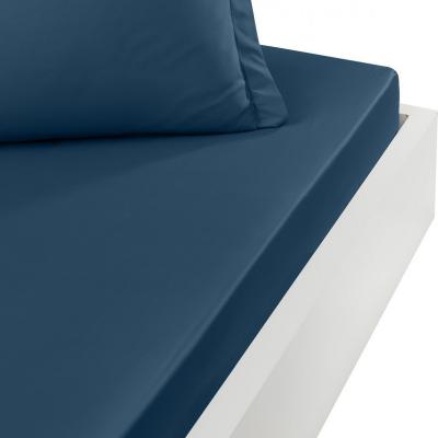 SENSEI MAISON Drap housse en percale de coton indigo 120x190 cm