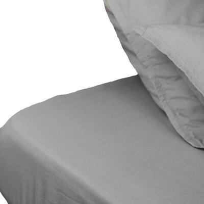SENSEI MAISON Drap housse en percale lav&eacute;e bonnet 30 cm gris perle 160x200 cm