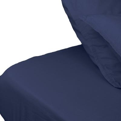SENSEI MAISON Drap housse en percale lav&eacute;e bonnet 30 cm indigo 160x200 cm