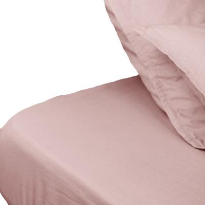 SENSEI MAISON Drap housse en percale lav&eacute;e bonnet 30 cm poudre 160x200 cm