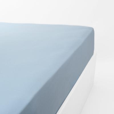 LINANDELLE Drap housse jersey extensible en coton bleu clair 120x190 cm