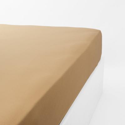 LINANDELLE Drap housse jersey extensible en coton caramel 120x190 cm