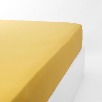 LINANDELLE Drap housse jersey extensible en coton jaune or 120x190 cm